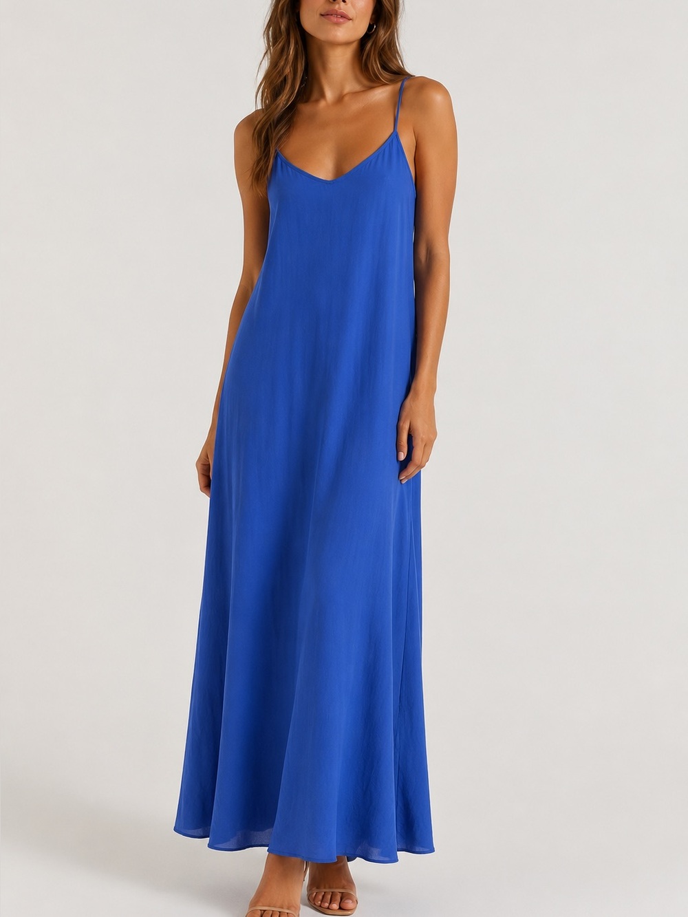 Polo Ralph Lauren Aqua Blue Midi Slip Dress Size XS Slits Pockets Summer